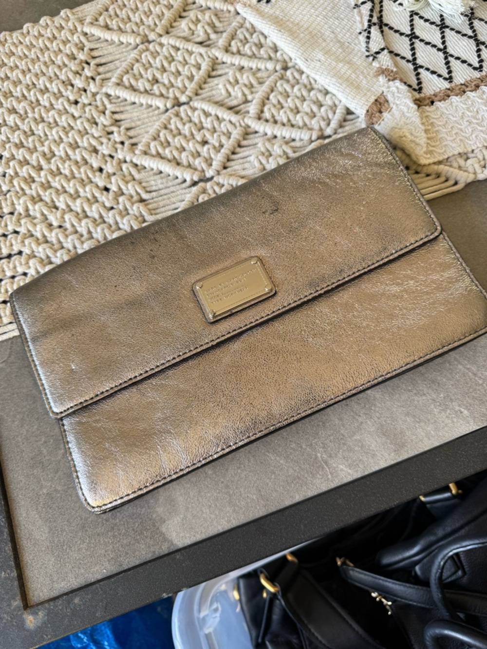 Marc by Marc Jacobs Metallic Leather Envelope Clutch - Gunmetal